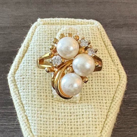 Vintage 14K Gold Electroplated Pearl Ring